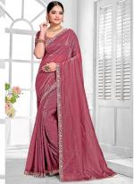 Currency Silk Pink Wedding Wear Embroidery Work Saree